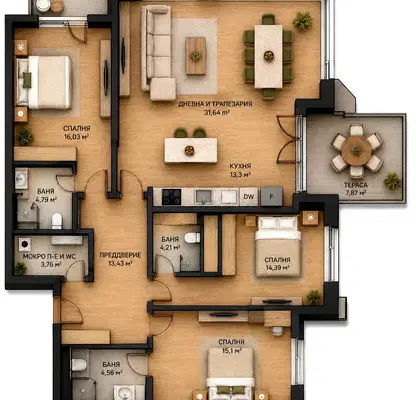 Photo 5 — Four-room apartment with terraces in Simeonovo, Sofia