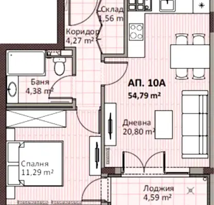 Снимка 5 — Двустаен апартамент в Толстой, София с паркомясто