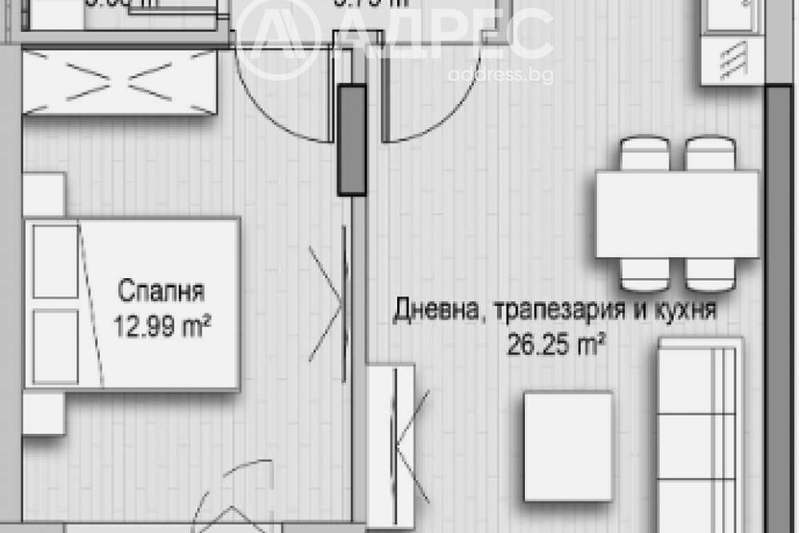 Двустаен апартамент с тераса в кв. Витоша, София