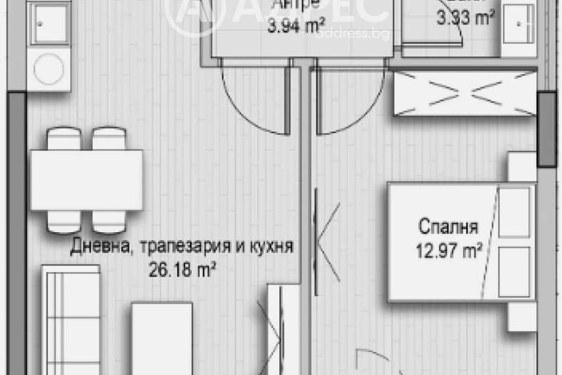 Двустаен апартамент с тераса в кв. Витоша, София