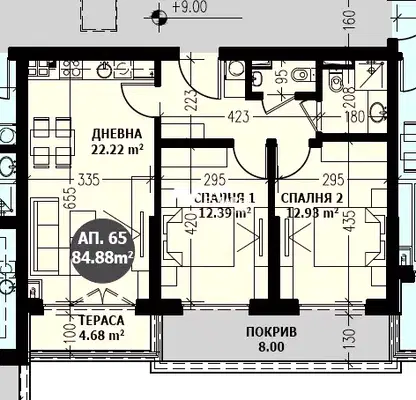 Снимка 4 — Тристаен апартамент с тераса в кв. Витоша, София