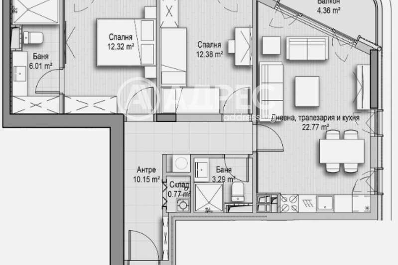 3-bedroom apartment in Sofia, Vitosha