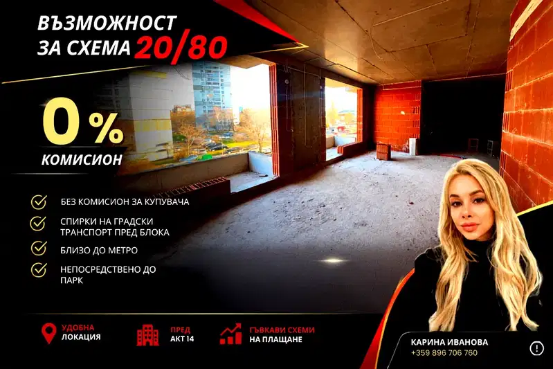 Тристаен апартамент в Зона Б-19, София с два балкона