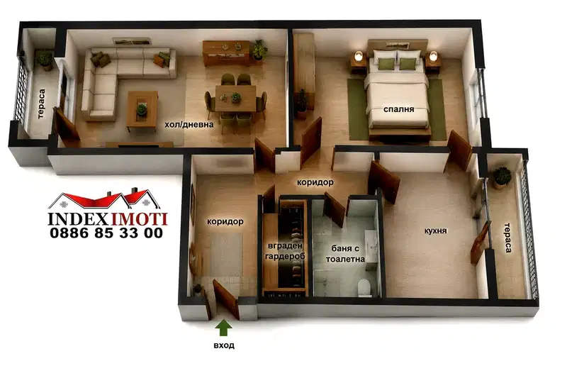 3-bedroom apartment in Stara Zagora, Centyr