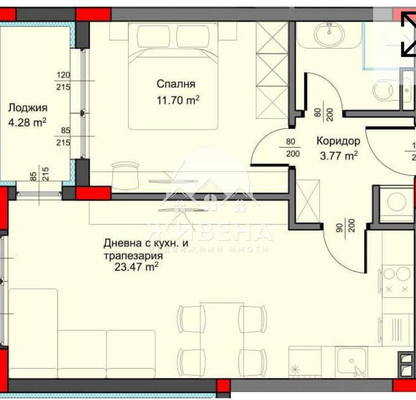 Снимка 3 — Двустаен апартамент с лоджия в Аспарухово, Варна