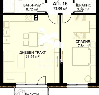 Снимка 4 — Двустаен апартамент с балкон в Бриз, Варна, ново строителство