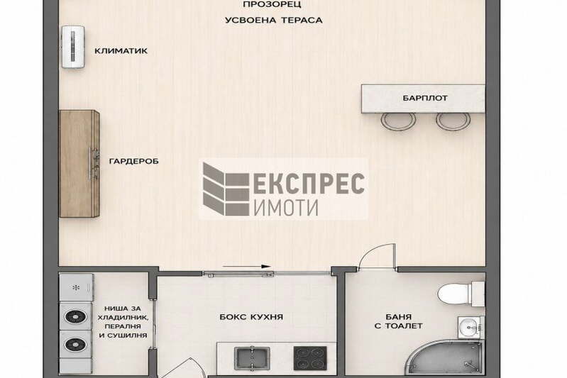 Едностаен апартамент в Център, Варна с асансьор