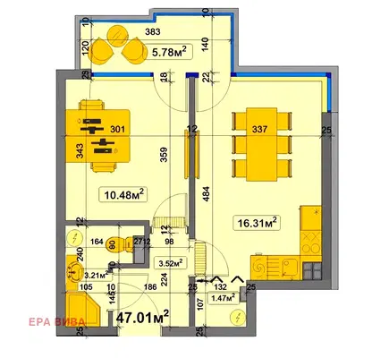 Снимка 3 — Двустаен апартамент в Чайка, Варна с тераса