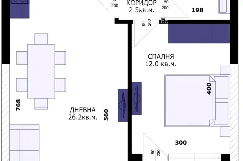 Двустаен апартамент с южно изложение в Кайсиева градина, Варна