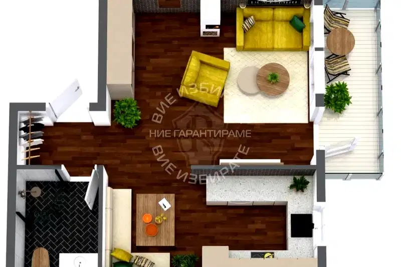 One-room apartment in Kolhozen pazar with terrace and parking