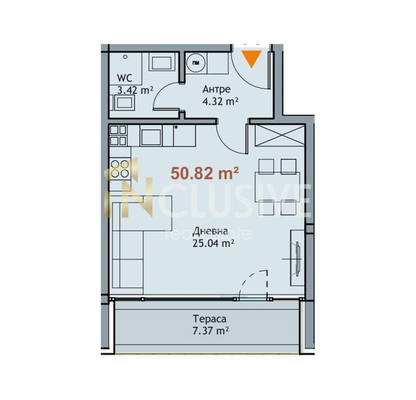 Снимка 2 — Едностаен апартамент в м-т Ален мак с тераса