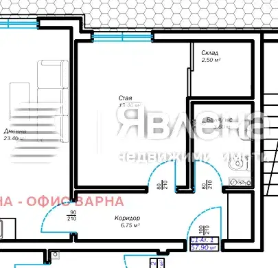 Снимка 3 — Двустаен апартамент в м-т Пчелина, Варна с функционално разпределение