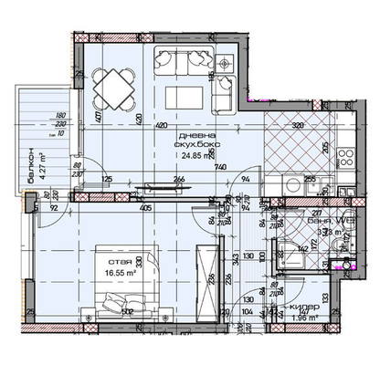 Снимка 2 — Двустаен апартамент 78 кв.м. в Младост 1 с тераса