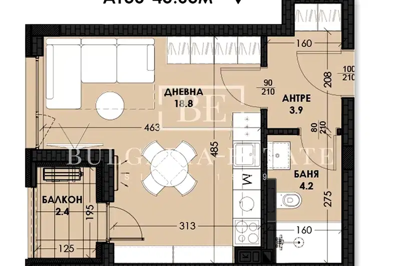 1-bedroom apartment in Varna, Vinica