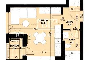 Едностаен апартамент 46 кв.м. във Виница с тераса и асансьор