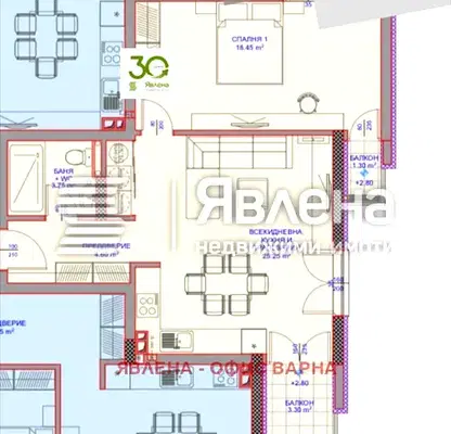 Снимка 3 — Двустаен апартамент с два балкона във Виница, Варна