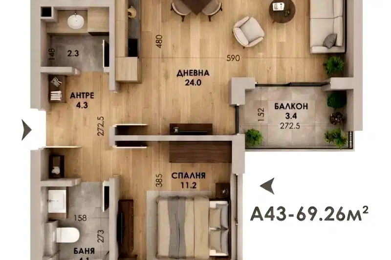 2-bedroom apartment in Varna, Vinica