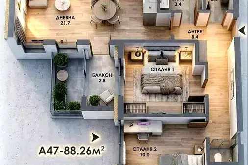 3-bedroom apartment in Varna, Vinica