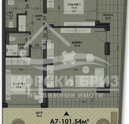 Снимка 2 — Тристаен апартамент с двор в кв. Виница, Варна