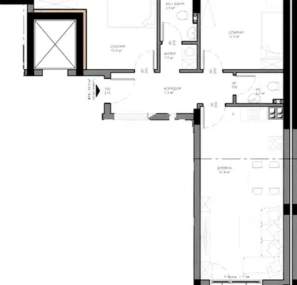 Снимка 2 — Тристаен апартамент 102 кв.м. във Владислав Варненчик с балкон