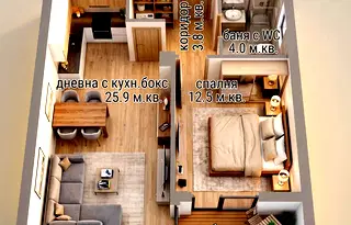 Двустаен апартамент с тераса в ж.к. Възраждане 1, Варна