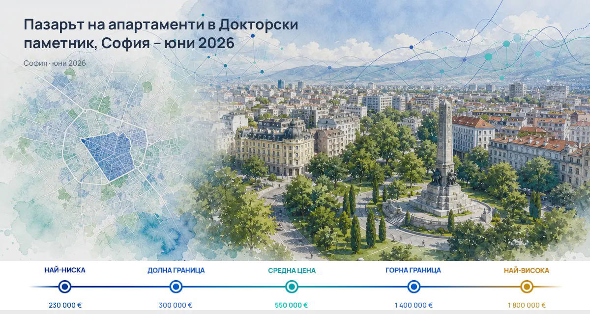 Doktorski Pametnik: asking prices above Sofia, but down for June 2026