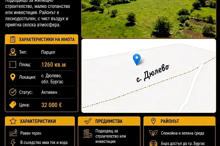 Парцел в Бургас, с. Дюлево