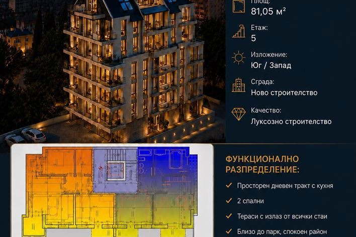 Тристаен апартамент в Благоевград, Идеален център