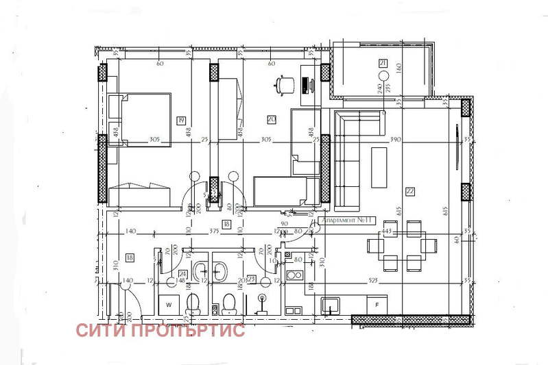 Тристаен апартамент в Благоевград, Широк център