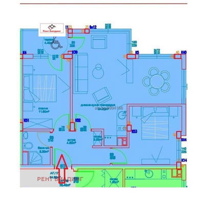 Снимка 3 — Тристаен апартамент в Славейков, Бургас с тераса и паркинг