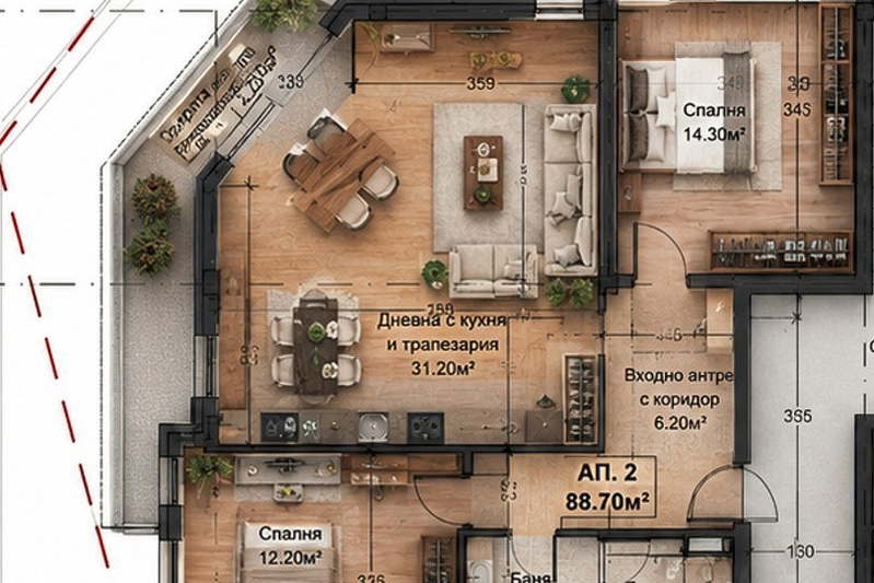 3-bedroom apartment in област София, Elin Pelin
