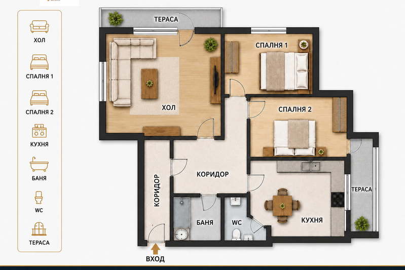 3-bedroom apartment in Plovdiv, Centyr