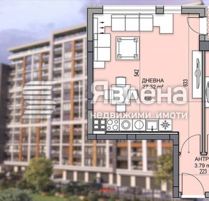Снимка 2 — Двустаен апартамент с тераса в кв. Гагарин, Пловдив