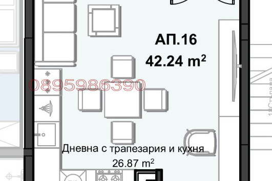 Едностаен апартамент в Христо Смирненски, Пловдив, с асансьор