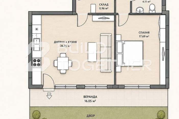 2-bedroom apartment in Plovdiv, Komatevo