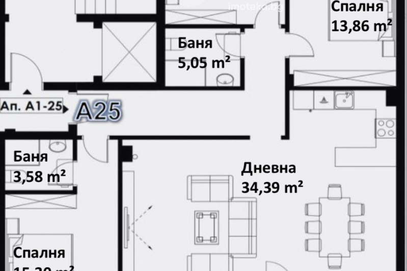 Тристаен апартамент в Кършияка с паркова среда
