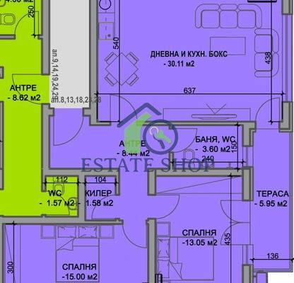 Снимка 2 — Тристаен апартамент с тераса в Кючук Париж, Пловдив