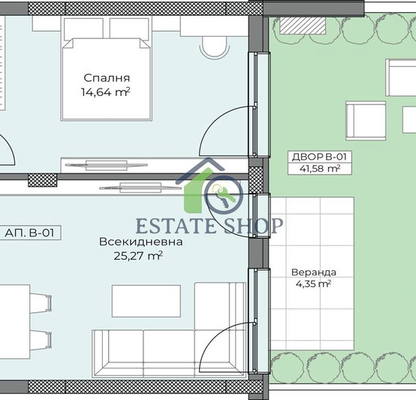 Снимка 2 — Двустаен апартамент в Остромила с паркомясто и видеонаблюдение