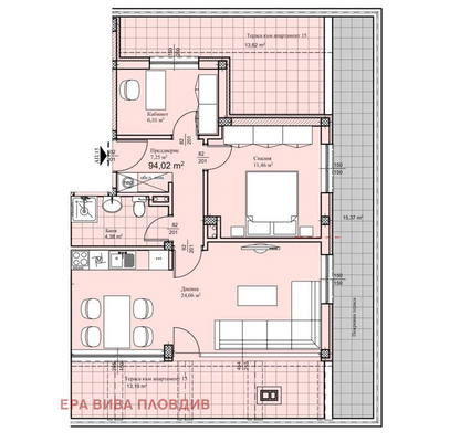 Снимка 3 — Тристаен апартамент в Прослав с две тераси и асансьор