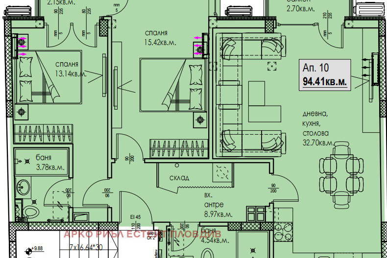 3-bedroom apartment in Plovdiv, Vystanicheski