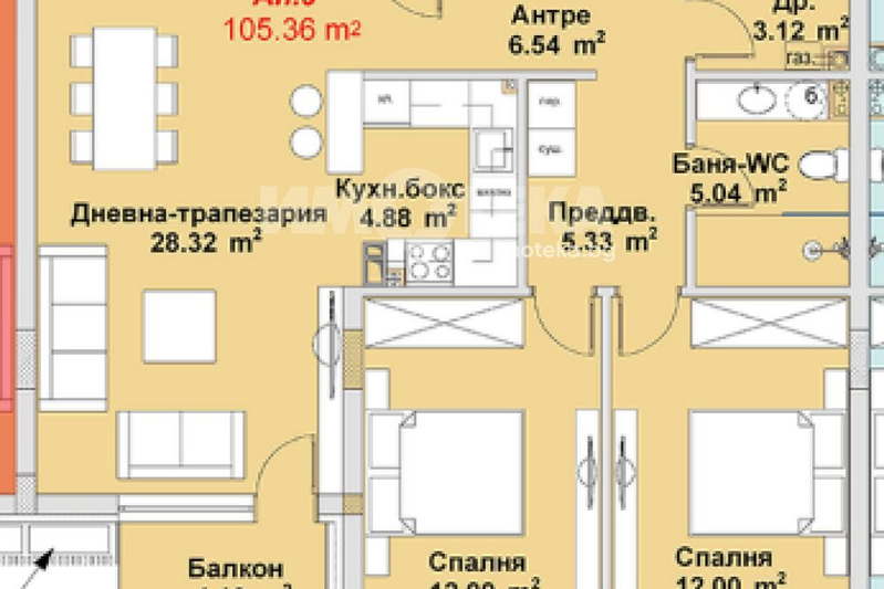 Тристаен апартамент с южно изложение в Бояна, София