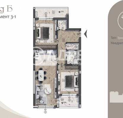 Снимка 4 — Тристаен апартамент с две тераси в Бояна, София