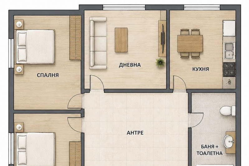 Тристаен апартамент с двор в Център, София