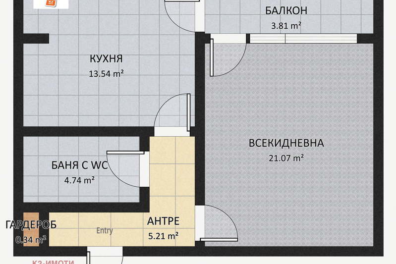 2-bedroom apartment in Sofiya, Drujba 1