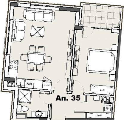 Снимка 2 — Двустаен апартамент с тераса в Княжево, София