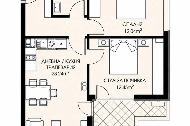 Тристаен апартамент 89 кв.м в Люлин 9 с тераса