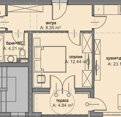 Снимка 5 — Двустаен апартамент в Малинова долина с тераса и паркинг