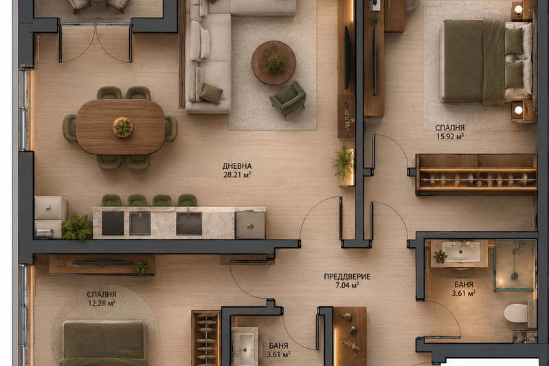 3-bedroom apartment in Sofiya, Malinova Dolina