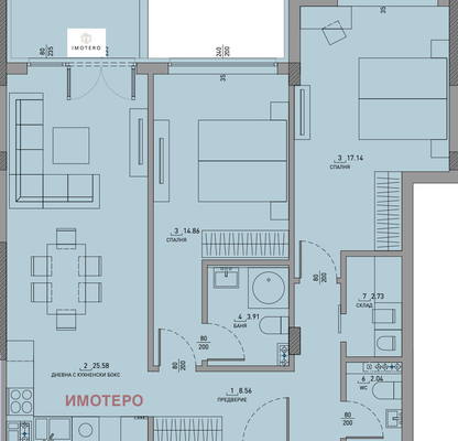 Снимка 2 — Тристаен апартамент в Малинова долина с паркомясто