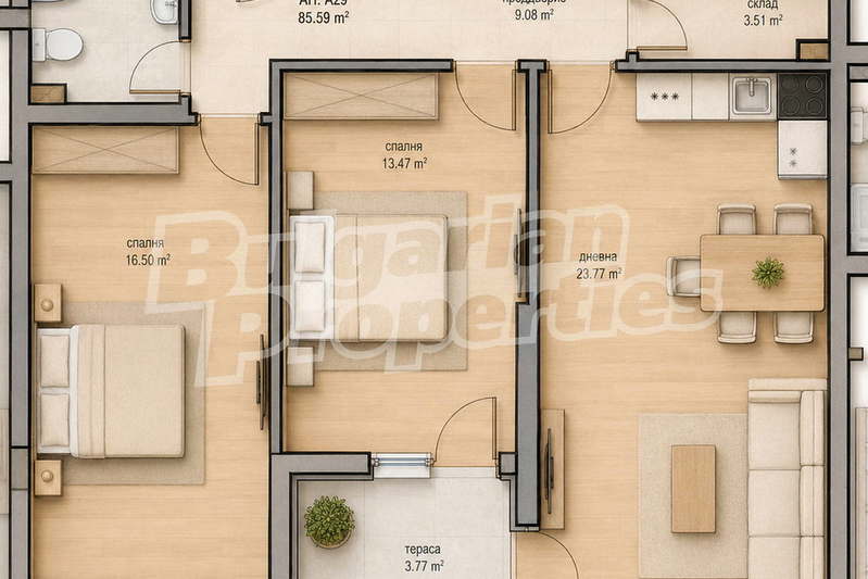 Three-room apartment with terrace in Malinova dolina, Sofia